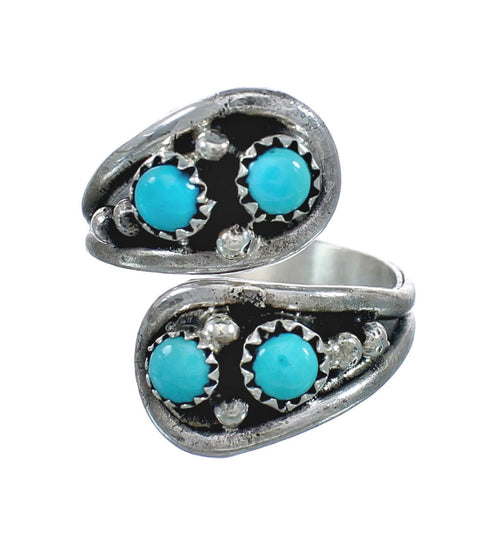 Navajo Indian Sterling Silver And Turquoise Adjustable Ring Size 8, 9, 10 JX128991