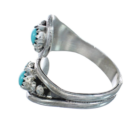Navajo Indian Sterling Silver And Turquoise Adjustable Ring Size 8, 9, 10 JX128991