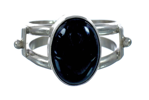 Onyx Sterling Silver Native American Ring Size 8-1/4 JX129026