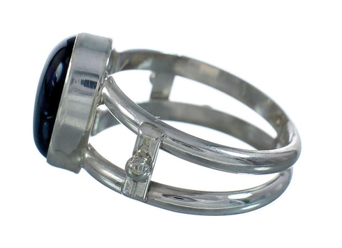 Onyx Sterling Silver Native American Ring Size 6-1/4 JX129023