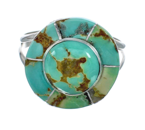 Navajo Turquoise Inlay Sterling Silver Ring Size 7-1/2 JX129032