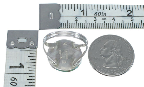 Navajo Turquoise Inlay Sterling Silver Ring Size 8 JX129034