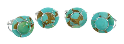 Navajo Turquoise Inlay Sterling Silver Ring Size 8 JX129034