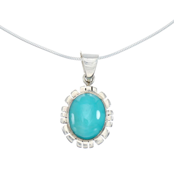 Sterling Silver Turquoise Italian Snake Chain Necklace Set AX128978