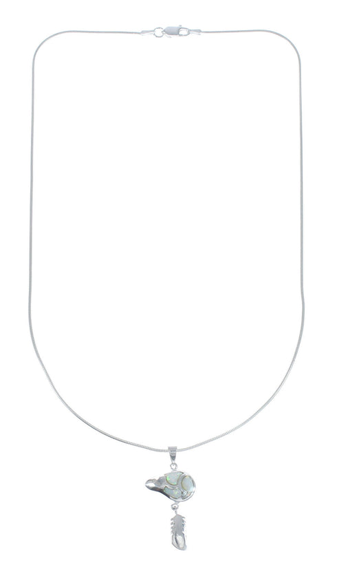 Opal Sterling Silver Bear And Feather Southwest Italian Snake Chain Necklace Set AX128988