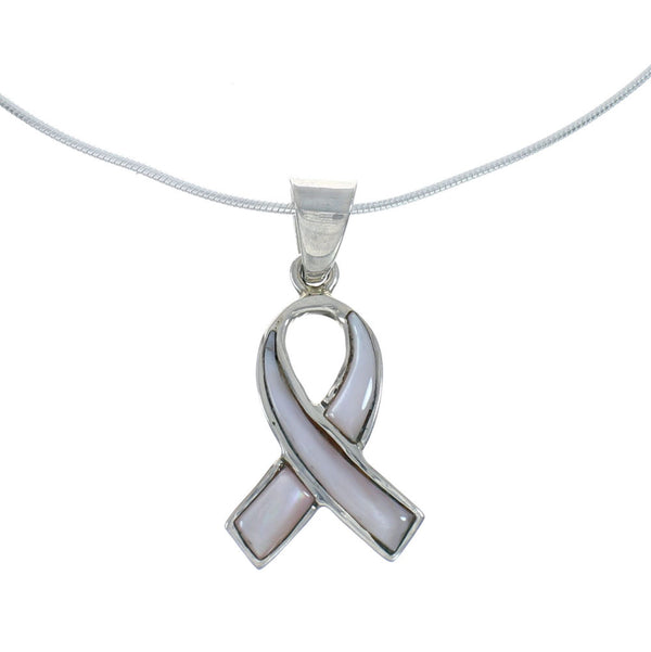 Southwest Pink Shell Ribbon Genuine Sterling Silver Italian Chain Necklace Set AX129013