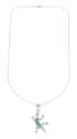 Southwest Turquoise Inlay Silver Lizard Italian Chain Necklace Set AX129017