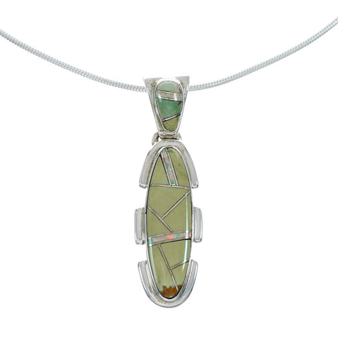 Sterling Silver Turquoise And Opal Inlay Southwestern Italian Snake Chain Necklace Set AX129049