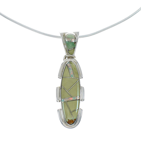 Sterling Silver Turquoise And Opal Inlay Southwestern Italian Snake Chain Necklace Set AX129049