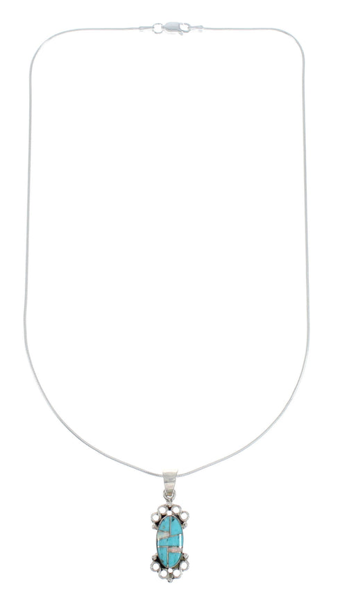 Sterling Silver Turquoise And Opal Inlay Southwestern Italian Snake Chain Necklace Set AX129062