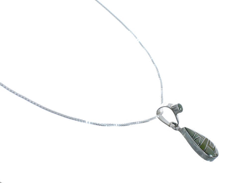 Southwest Turquoise Inlay Sterling Silver Box Chain Necklace Set JX129262