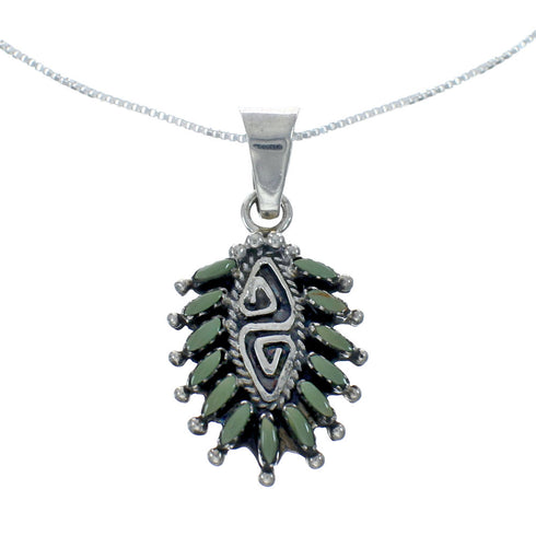 Southwest Turquoise Needlepoint Sterling Silver Box Chain Necklace Set JX129252