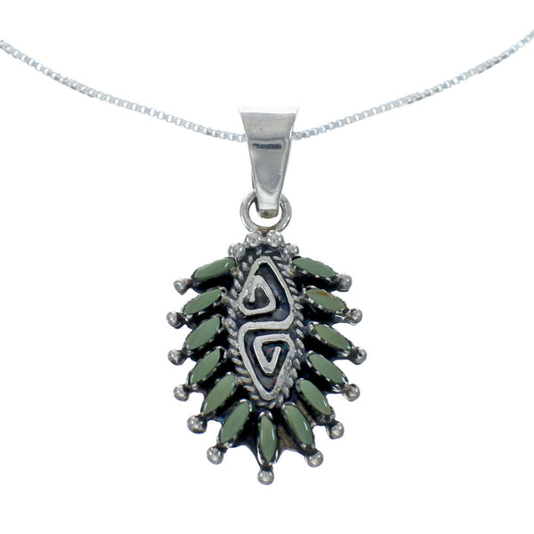 Southwest Turquoise Needlepoint Sterling Silver Box Chain Necklace Set JX129252