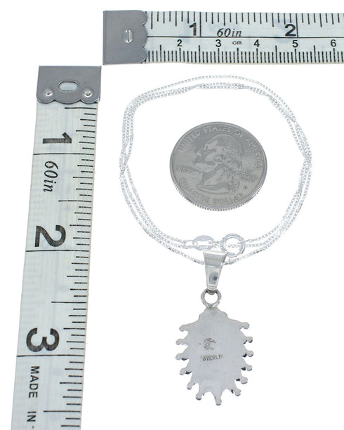 Southwest Turquoise Needlepoint Sterling Silver Box Chain Necklace Set JX129252