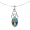 Southwest Multicolor Inlay Sterling Silver Box Chain Necklace Set JX129264