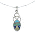 Southwest Multicolor Inlay Sterling Silver Box Chain Necklace Set JX129264