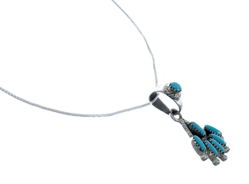 Southwest Turquoise Sterling Silver Box Chain Necklace Set JX129253
