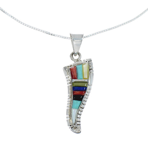 Southwest Multicolor Inlay Sterling Silver Box Chain Necklace Set JX129080