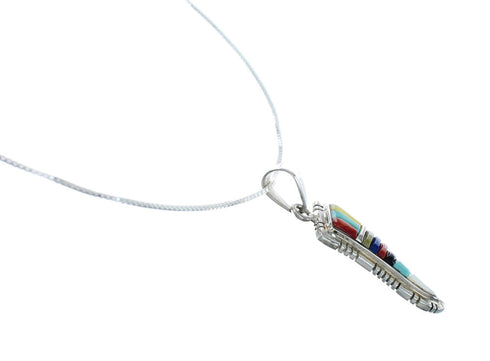 Southwest Multicolor Inlay Sterling Silver Box Chain Necklace Set JX129080