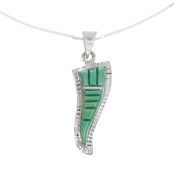 Southwest Turquoise Inlay Sterling Silver Box Chain Necklace Set JX129083