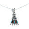Southwest Needlepoint Turquoise Coral Sterling Silver Box Chain Necklace Set JX129134