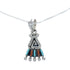 Southwest Needlepoint Turquoise Coral Sterling Silver Box Chain Necklace Set JX129134
