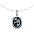 Southwest Jet Mother of Pearl Inlay Sterling Silver Box Chain Necklace Set JX129124