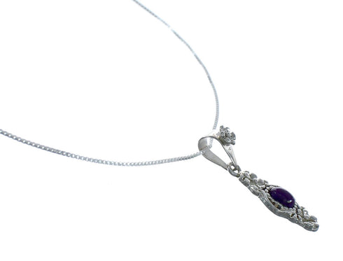 Southwest Magenta Turquoise Sterling Silver Box Chain Necklace Set JX129098