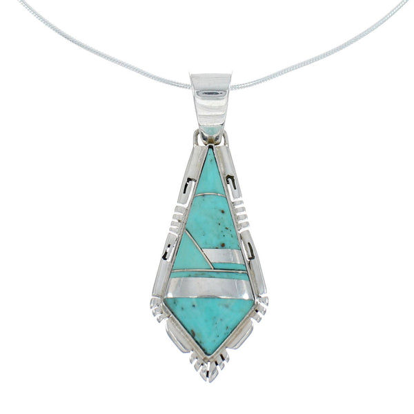 Southwest Turquoise Inlay Sterling Silver Snake Chain Necklace Set JX129201