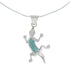 Southwest Turquoise Lizard Inlay Sterling Silver Snake Chain Necklace Set JX129174