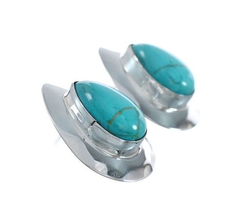 Native American Turquoise Sterling Silver Tear Drop Earrings JX129192