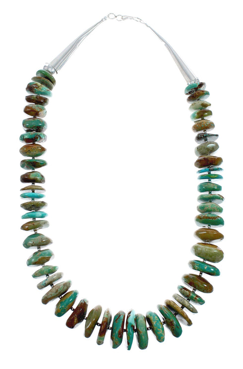 Native American Sterling Silver Turquoise Bead Necklace JX129216