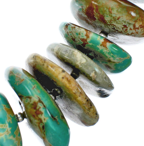 Native American Sterling Silver Turquoise Bead Necklace JX129216