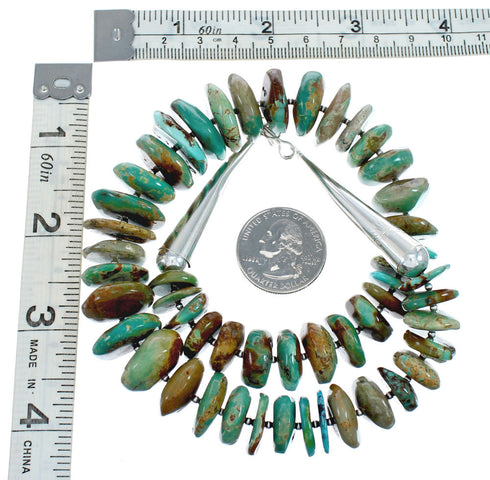 Native American Sterling Silver Turquoise Bead Necklace JX129216