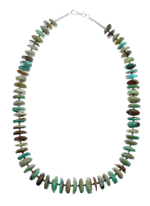 Native American Sterling Silver Turquoise Bead Necklace JX129230