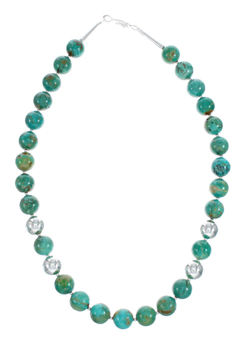 Native American Sterling Silver Turquoise Bead Necklace JX129231