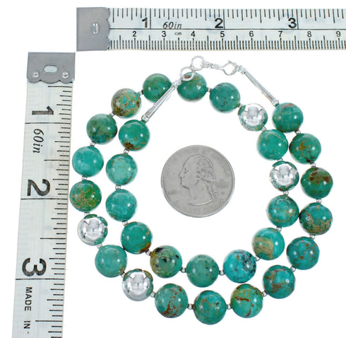 Native American Sterling Silver Turquoise Bead Necklace JX129231