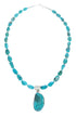 Sterling Silver Turquoise Native American Bead Necklace Pendant Set JX129238