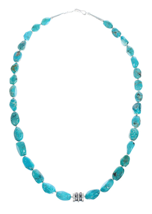 Sterling Silver Turquoise Native American Bead Necklace Pendant Set JX129238
