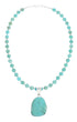 Sterling Silver Turquoise Native American Bead Necklace Pendant Set JX129239