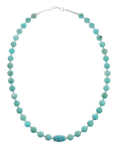 Sterling Silver Turquoise Native American Bead Necklace Pendant Set JX129239