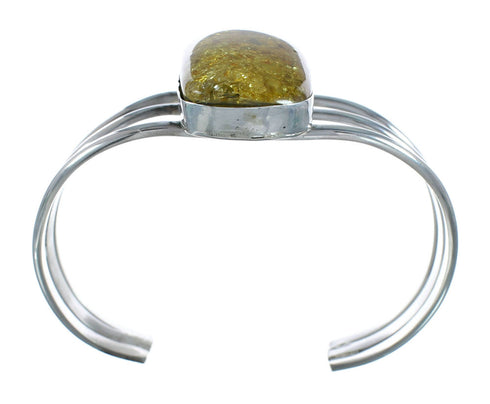 Native American Sterling Silver Amber Cuff Bracelet JX129243