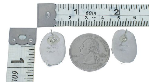 Native American Sterling Silver Turquoise Post Earrings AX129282