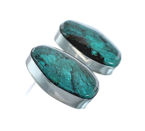 Native American Sterling Silver Turquoise Post Earrings AX129284