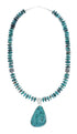 Native American Sterling Silver Turquoise Bead Necklace Pendant Set AX129328
