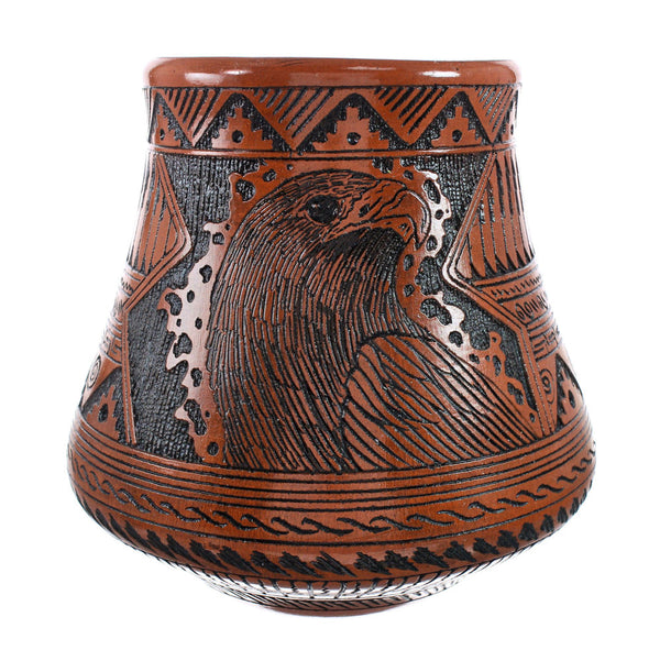 Eagle Navajo Hand Crafted Pottery By Artist Watchman AX129340