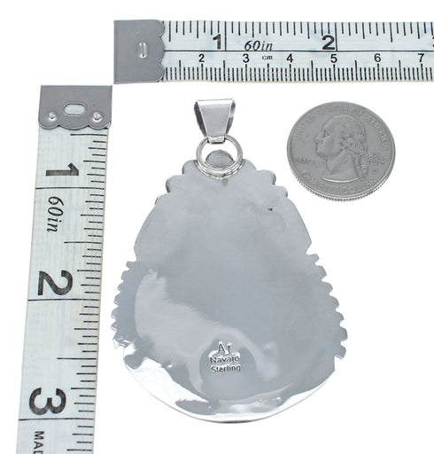 Turquoise Authentic Sterling Silver Navajo Pendant AX129368