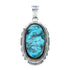 Native American Authentic Sterling Silver Turquoise Navajo Pendant AX129370