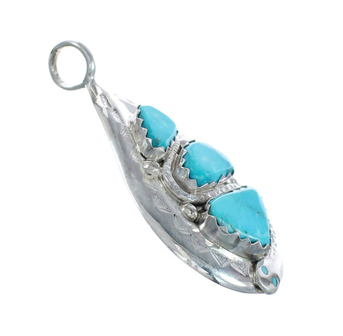 Native American Zuni Turquoise Sterling Silver Snake Pendant AX129373