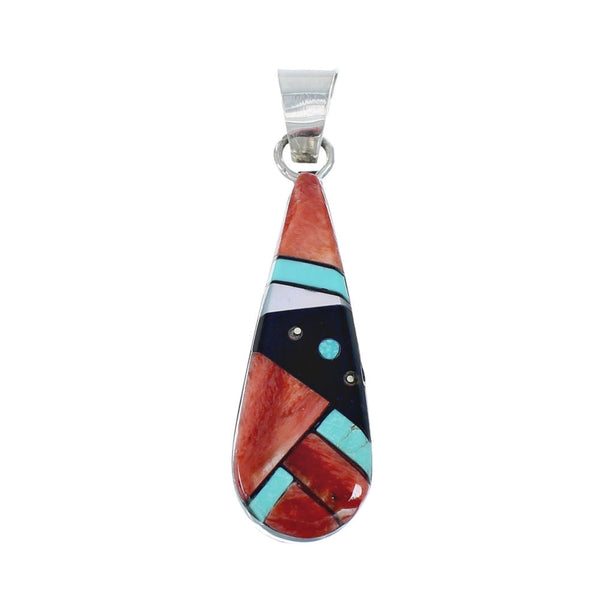 Native American Multicolor Inlay Sterling Silver Pendant AX129382